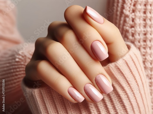 Female hands with pink nail design. Female hands with pink manicure