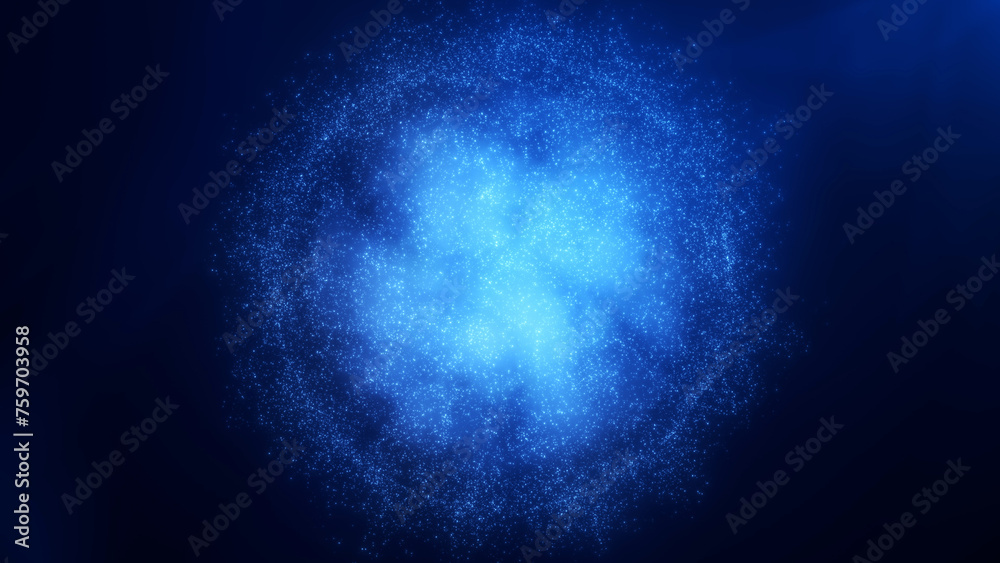 Abstract digital energy glowing sphere of moving particles and shiny ...
