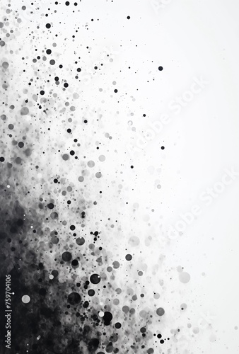 Splatter of ink with the white surface of the paper