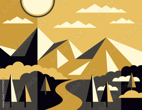 Abstract mountainside in simple geometric style