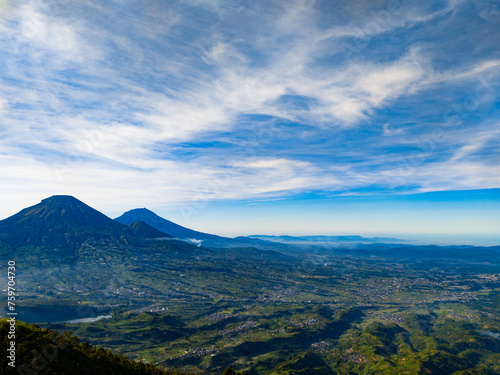 Panoramic view of Mount Batur volcano in Bali, Indonesia