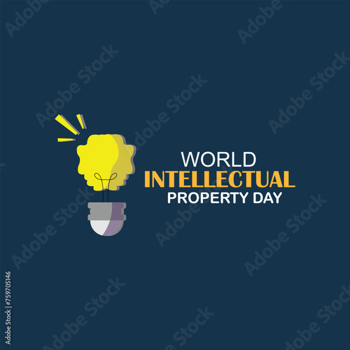 World Intellectual Property Day, bright lamp vector illustration, Concept. Template for background, banner, card, poster
