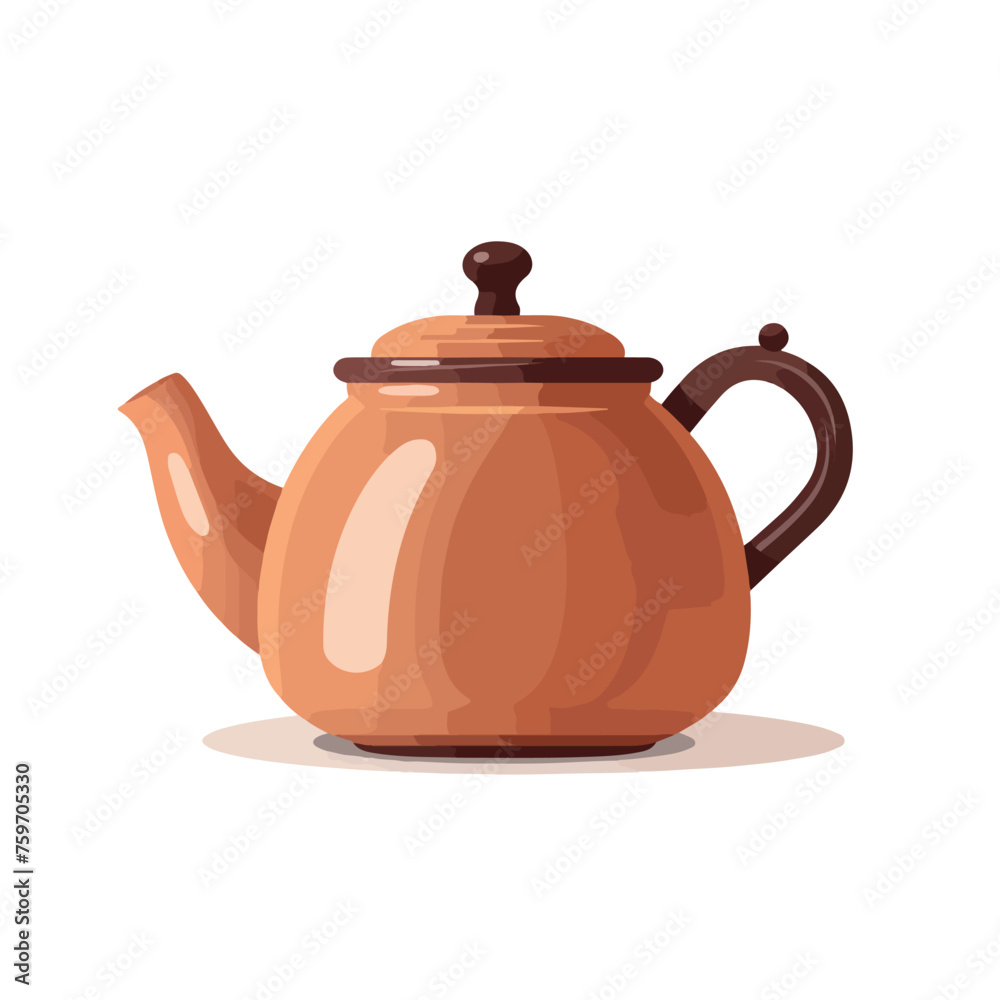 Flat teapot. Kettle ceramic crockery sign fresh pou