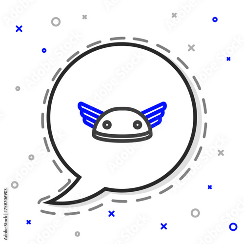 Line Helmet with wings icon isolated on white background. Greek god Hermes. Colorful outline concept. Vector
