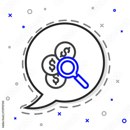 Line Search for money icon isolated on white background. Colorful outline concept. Vector