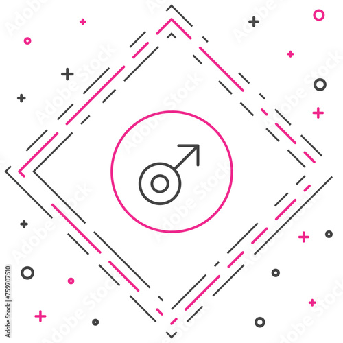 Line Mars symbol icon isolated on white background. Astrology, numerology, horoscope, astronomy. Colorful outline concept. Vector