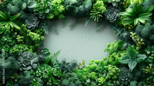 several green plants grouped together making a hole in the shape of a white rectangle 