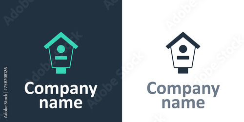 Logotype Bird house icon isolated on white background. Nesting box birdhouse, homemade building for birds. Logo design template element. Vector