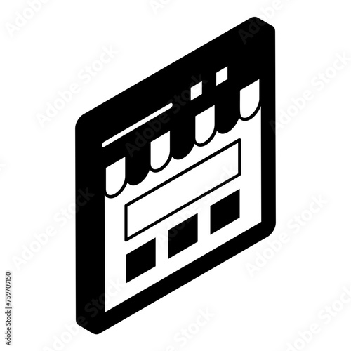 eshop layout designing isometric concept, eCommerce landing page creation vector outline icon, Webdesign and Development symbol, user interface or graphic sign, website engineering stock illustration