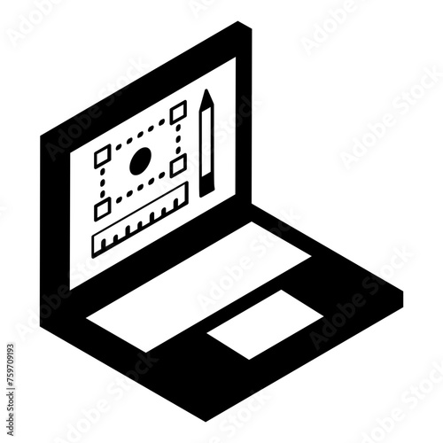 Online Artwork Designing Tool isometric concept, Paint Image Editor vector outline icon, Webdesign and Development symbol, user interface or graphic sign, website engineering stock illustration