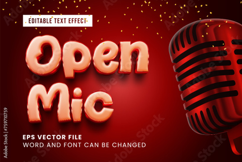 Open mic stand up comedy editable vector text effect