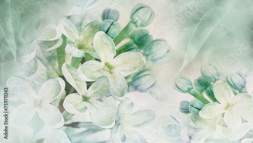 Floral spring background. Vintage watercolor background of lilac flowers. Close-up. .Lilac bunch.