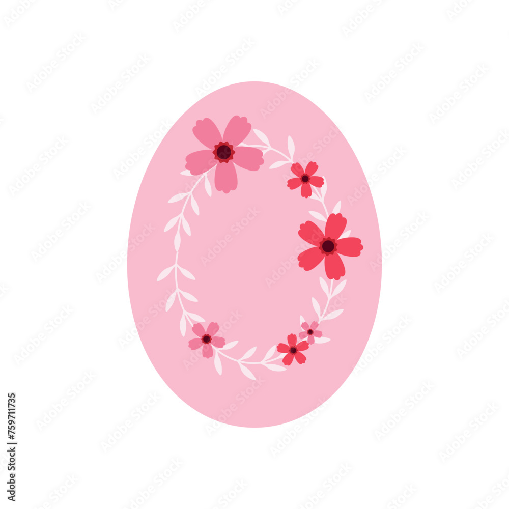 Easter egg with flowers for easter day. Colorful vector illustration on isolated background