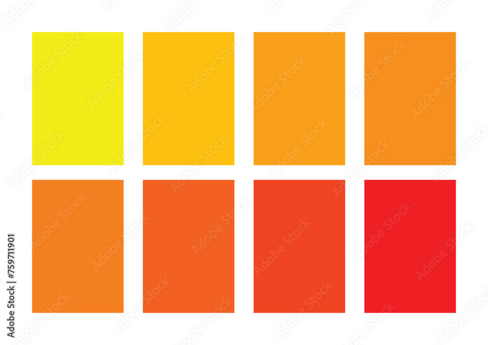 Red color combination palette with orange and yellow vector Illustration