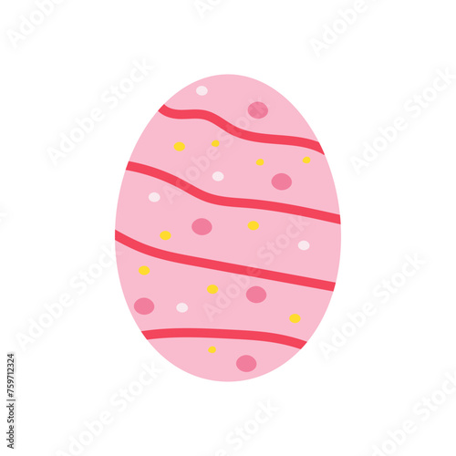 Easter egg with lines and dots. Colorful Vector illustration for easter day with decoration pattern on isolated background