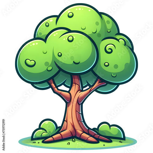 Tree with leaves, simple style. 