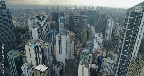 Makati City in Philippines. Cityscape Skyline and Skyscrapers in Background. Manila Business District Landing photo