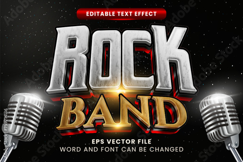 Rock band 3d editable vector text effect