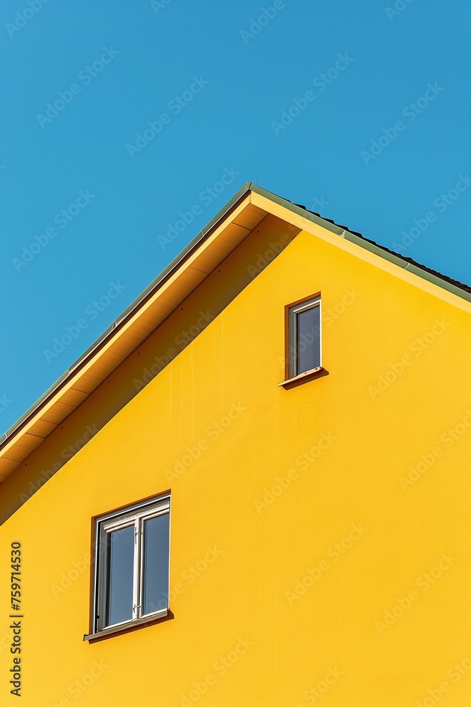 a traditional looking yellow house in suburb area