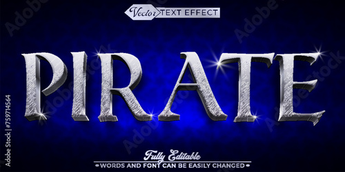 Silver Pirate Vector Editable Text Effect Template