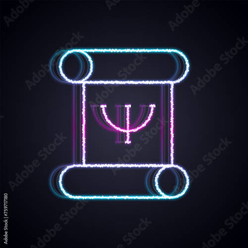 Glowing neon line Psychology book icon isolated on black background. Psi symbol. Mental health concept, psychoanalysis analysis and psychotherapy. Vector