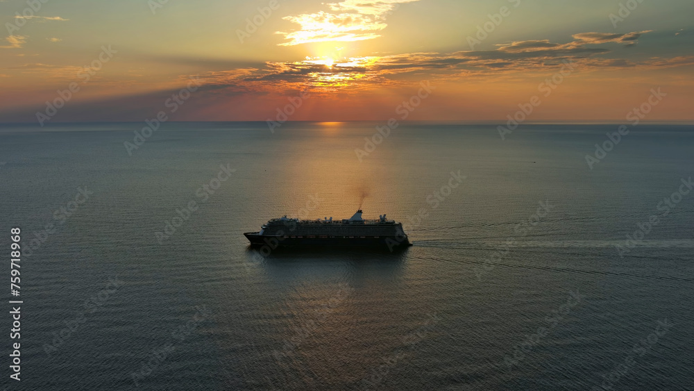 Cruise ship during sunset