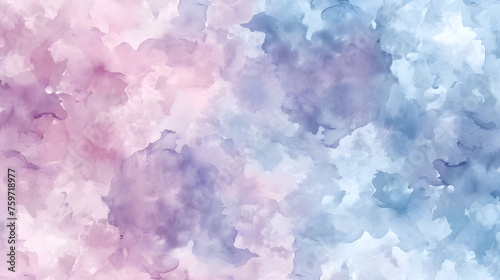 Seamless pattern background inspired by the art of watercolor painting with soft blended strokes in a variety of pastel shades photo