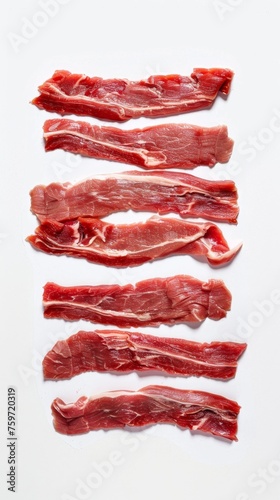 slices of ham isolated on white background