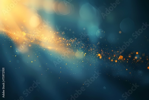 Gradient and blurred bluish-colored background for business PowerPoint presentation, slight and mellow chill gold light ray barely noticeable from left corner 