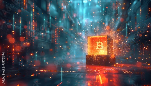 Bitcoin  The Dynamic Vanguard of Financial Revolution - A Dramatic Motion Blur Representation with Illuminated Open Box