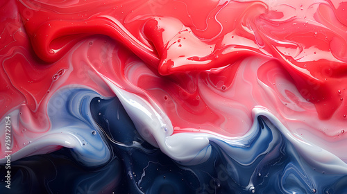 red white and blue abstract fluid background, colorful background, red blue background.