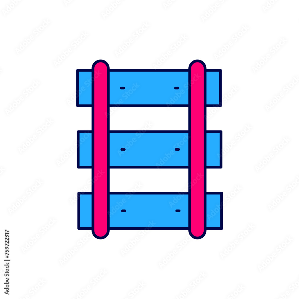 Filled outline Railway, railroad track icon isolated on white background. Vector Filled outline Railway, railroad track icon isolated on white background. Vector