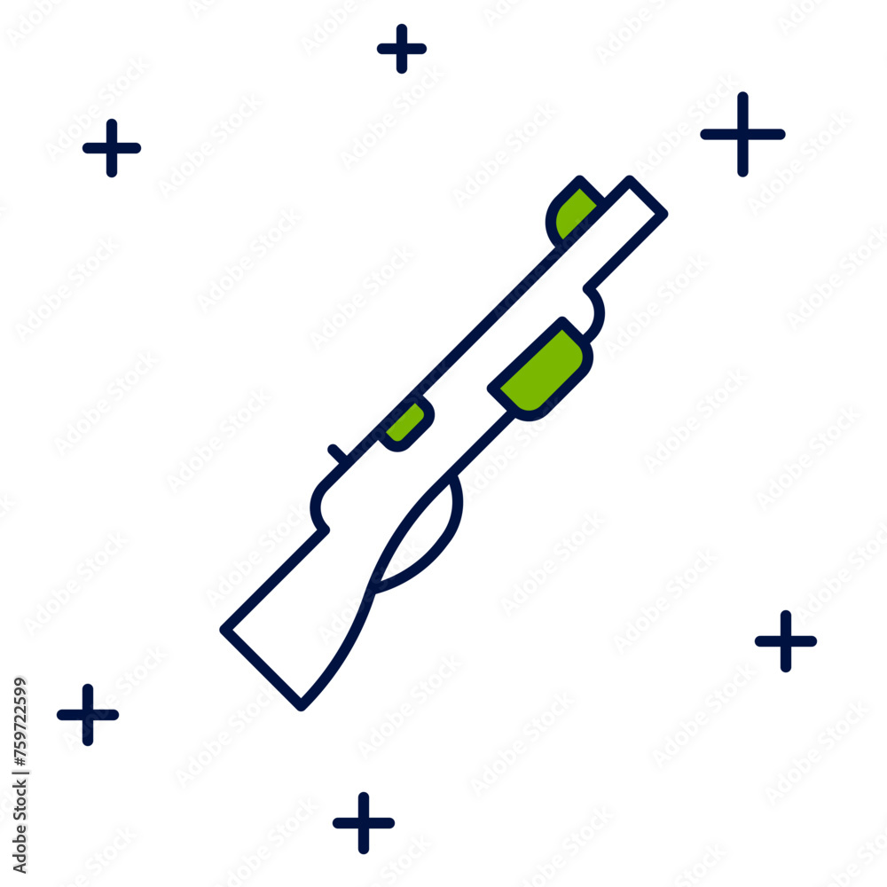 Fototapeta premium Filled outline Hunting gun icon isolated on white background. Hunting shotgun. Vector
