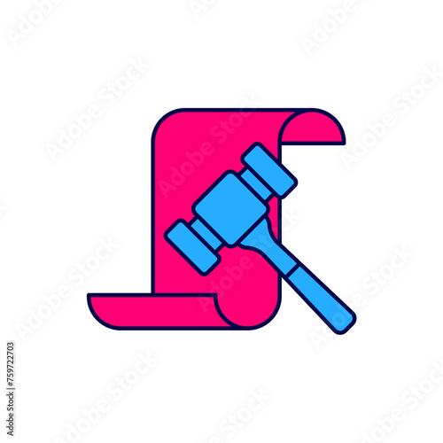 Filled outline Auction hammer icon isolated on white background. Gavel - hammer of judge or auctioneer. Bidding process, deal done. Auction bidding. Vector