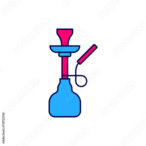 Filled outline Hookah icon isolated on white background. Vector