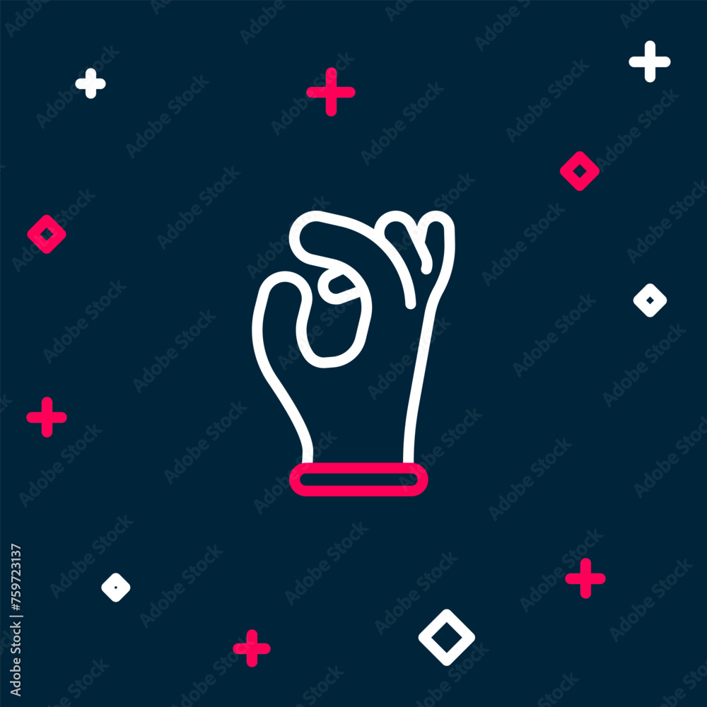 Line Medical rubber gloves icon isolated on blue background. Protective rubber gloves. Colorful outline concept. Vector Line Medical rubber gloves icon isolated on blue background. Protective rubber gloves. Colorful outline concept. Vector