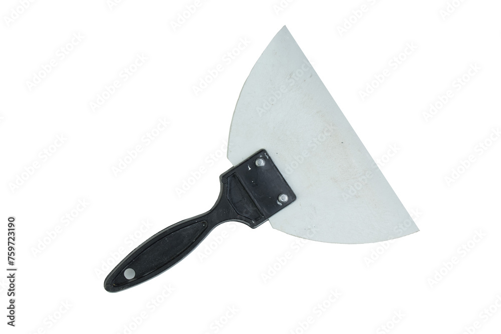 putty knife on white background. Tool. Top view. putty knife on white background. Tool. Top view.