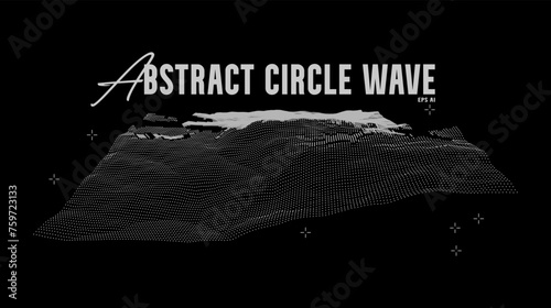 Abstract waves mountain graphic. Liquid plane of points. Vector