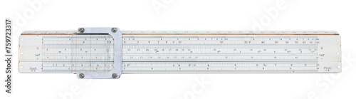 Logarithmic ruler isolated on white background. Stationery for engineers and students.