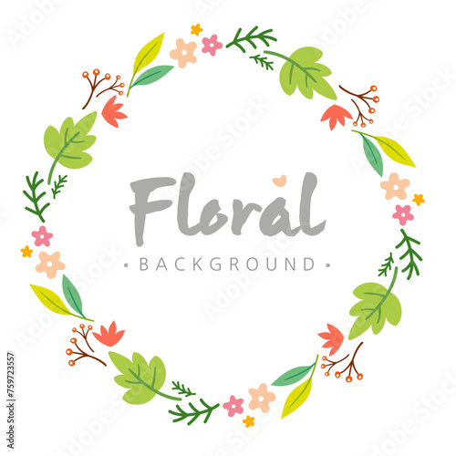 Illustration of a circular border decoration of flowers.