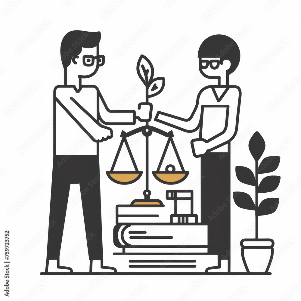 Modern Leadership Training Handbook Cover Design with Balancing Scale Illustration Gen AI Modern Leadership Training Handbook Cover Design with Balancing Scale Illustration Gen AI