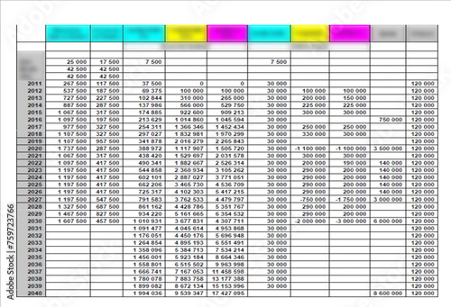 Modern table layout template with highlighted row. Flat design, easy to use for your website or presentation.