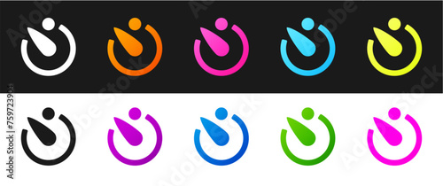 Set Camera timer icon isolated on black and white background. Photo exposure. Stopwatch timer seconds. Vector