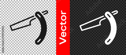 Black Straight razor icon isolated on transparent background. Barbershop symbol. Vector