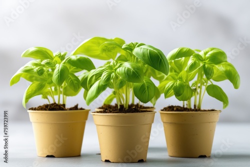 Young seedling tomato plant growing out of soil black background