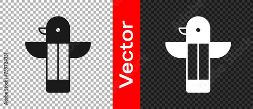 Black Canadian totem pole icon isolated on transparent background. Vector