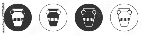 Black Egyptian vase icon isolated on white background. Symbol of ancient Egypt. Circle button. Vector