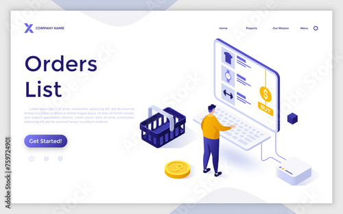 Modern Isometric Landing Page Template. Vector Illustration