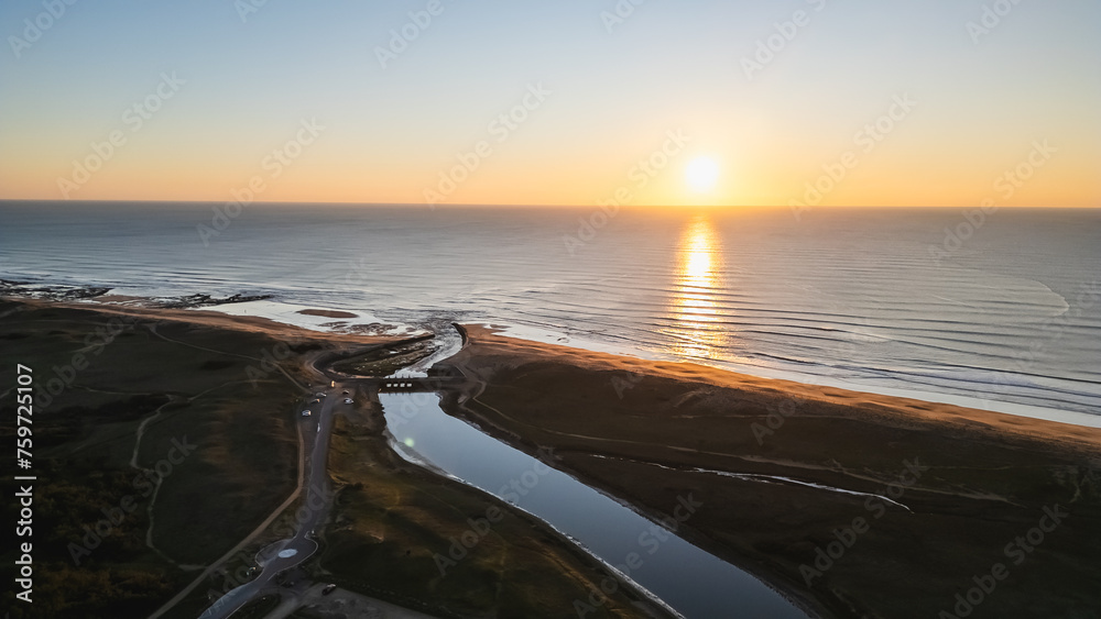 the Gachere Lock Dam in Brem sur Mer, Vendee, France on a winter day