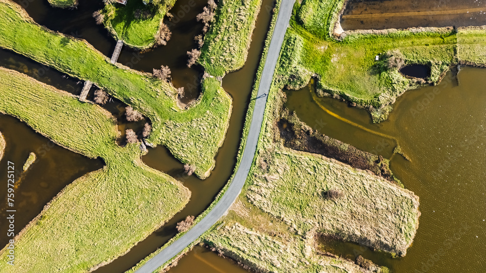 drone view of the salt marshes of Ile d Olonne, Vendee, France